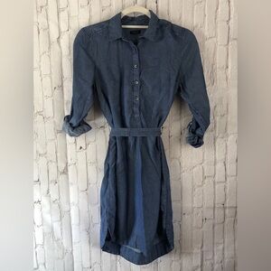 Ann Taylor Long Sleeve Denim belted dress xs